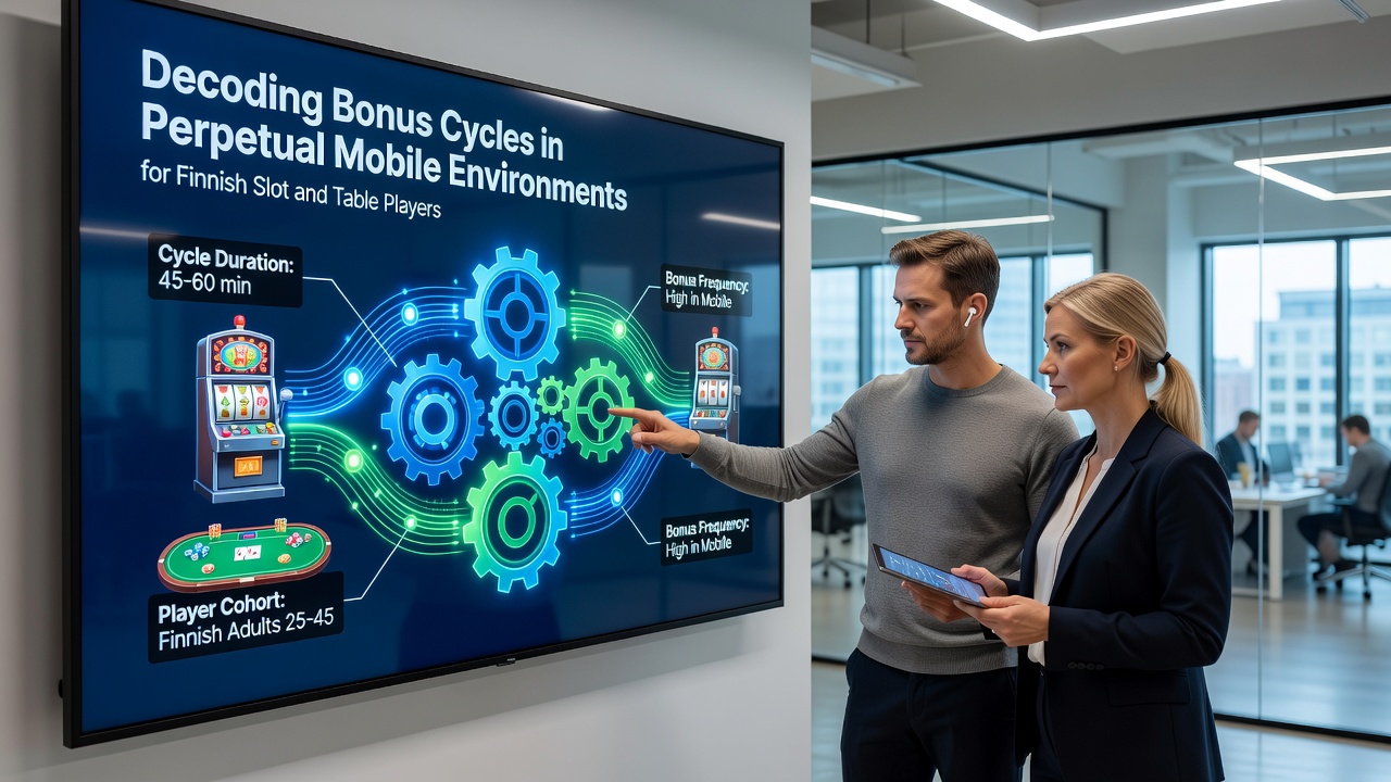 Mobile screen displaying active bonus cycle timers for Finnish users playing slots and table games
